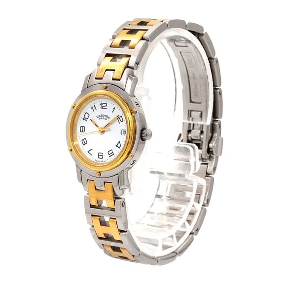 Hermes Clipper Combi CL4 220 Ladies Watch Date White Quartz - Picture 2 of 6